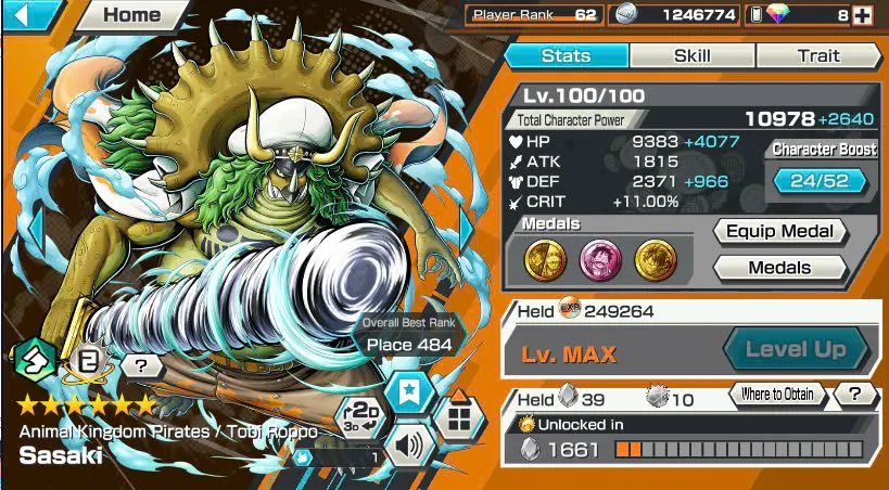 BR487-IOS+Android-Hyber Boost 68+Kid Law Full Boost+4 Ex Max 11K Power(Shank v4+Lucci+Luffy Gear 5)+Vip Medal+Support 163%+Uta Max+Ulti Max+Brook+S-Hawk+Rayleigh+Yasopp+Karasu+Noland+Sanji