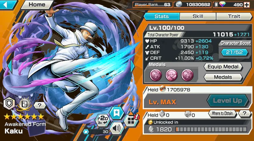 BR490-Android-Hyber Boost 66+490 Diamond RD+12 Ex(Zoro Full Boost+Kuzan+Lucci+Snake+Roger v1+Kaido+Gear 5+Roger v2+Luffy+Yamato v2+Kid Law+Shank v2)+Vip Medal+Support 165%+Many Bounty Festival Max+Strong Account