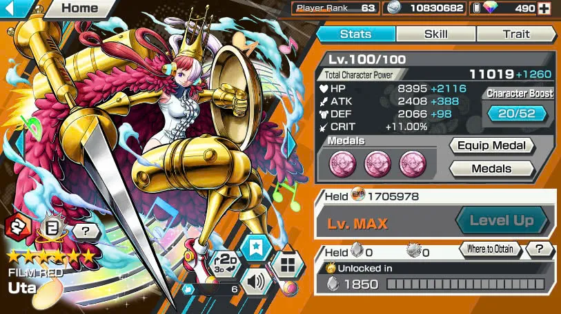 BR490-Android-Hyber Boost 66+490 Diamond RD+12 Ex(Zoro Full Boost+Kuzan+Lucci+Snake+Roger v1+Kaido+Gear 5+Roger v2+Luffy+Yamato v2+Kid Law+Shank v2)+Vip Medal+Support 165%+Many Bounty Festival Max+Strong Account
