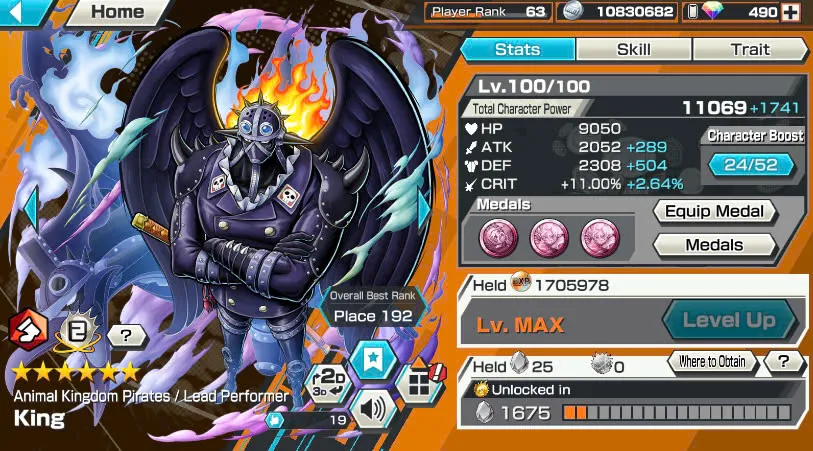 BR490-Android-Hyber Boost 66+490 Diamond RD+12 Ex(Zoro Full Boost+Kuzan+Lucci+Snake+Roger v1+Kaido+Gear 5+Roger v2+Luffy+Yamato v2+Kid Law+Shank v2)+Vip Medal+Support 165%+Many Bounty Festival Max+Strong Account