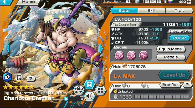 BR490-Android-Hyber Boost 66+490 Diamond RD+12 Ex(Zoro Full Boost+Kuzan+Lucci+Snake+Roger v1+Kaido+Gear 5+Roger v2+Luffy+Yamato v2+Kid Law+Shank v2)+Vip Medal+Support 165%+Many Bounty Festival Max+Strong Account