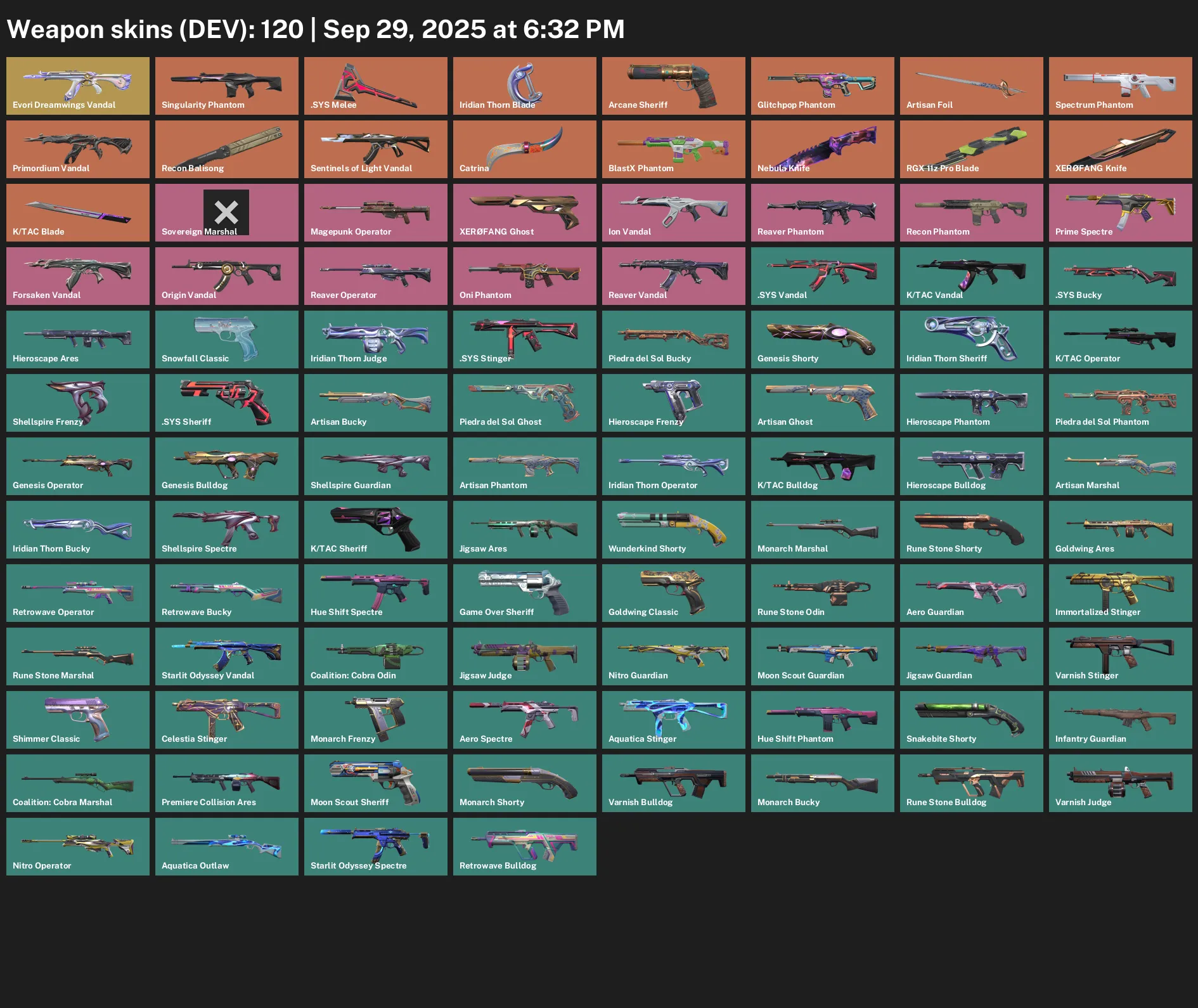 EU | 120 Skins + 9 Knives | Arcane Sheriff | Evori Dreamwings Vandal | Primordium Vandal | Spectrum Phantom | XEROFANG Knife | RGX 11z Pro Blade