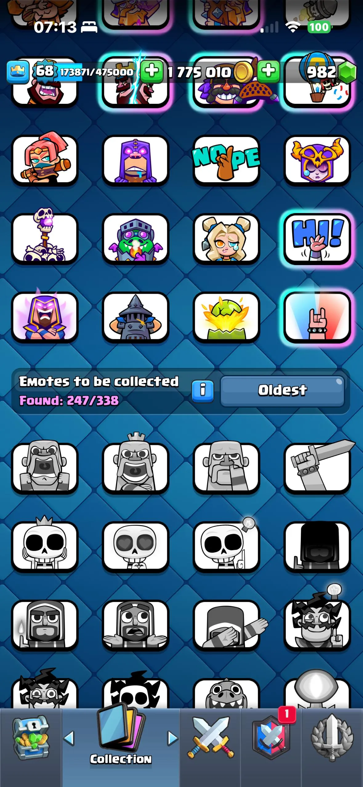 CR430 //75 Elite Cards, 38 Evolutions, 250 Emotes, Meta Skeleton Army, Legendary Card Book, Pass Royale, 2 Million Gold