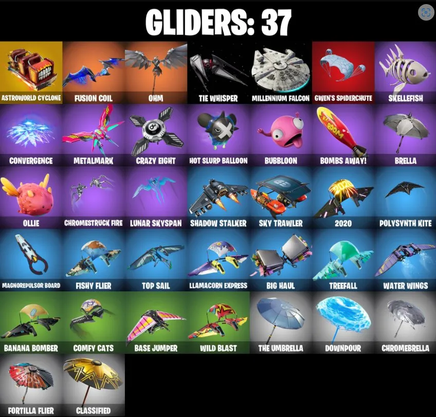 F1183 Gold Brutus, Gold Meowscles, Gold Midas, Rage, Astroworld Cyclone, Astro Jack | 30 Skins, 37 Gliders, 37 Backpacks, 34 Pickaxes, 32 Dances, OG & Event Exclusives