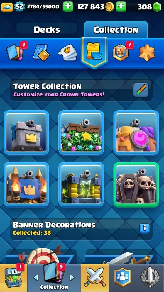 CR626 9.6k Trophies L52 Arena24 Rocketeer Deck 5 L15 7 L14 Cards 11 Evolutions 19 Legendaries 29 Emotes 308 Gems Free Name Change