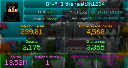 MC50 // MVP+ 366 Star BW, 239 Hypixel Level, Lunar Cosmetics, Glorious Kill Message