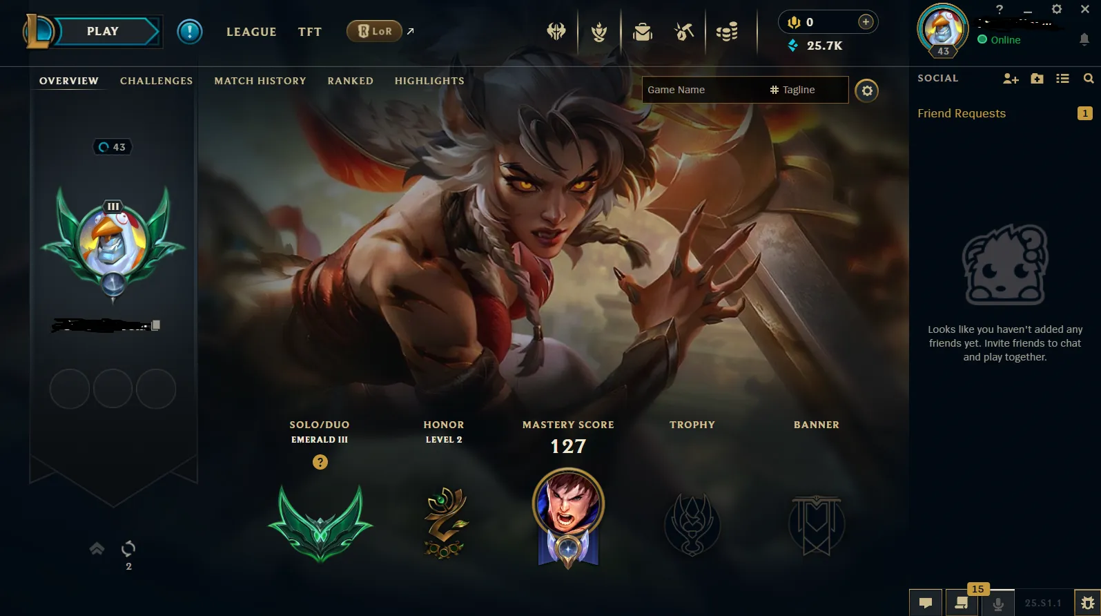 👑 EUW ⸱ Emerald 3 🎗️ S15 Split 1 ( NEW ) 💎 High MMR / LP Gain 🎀 Top Main 🚀 25.7K B.E ❄️ High Quality LOL Account ⭐ Warranty ✨ Full Access ⌛ Instant Delivery 📧 Mail Changeable 📷 Check Photos