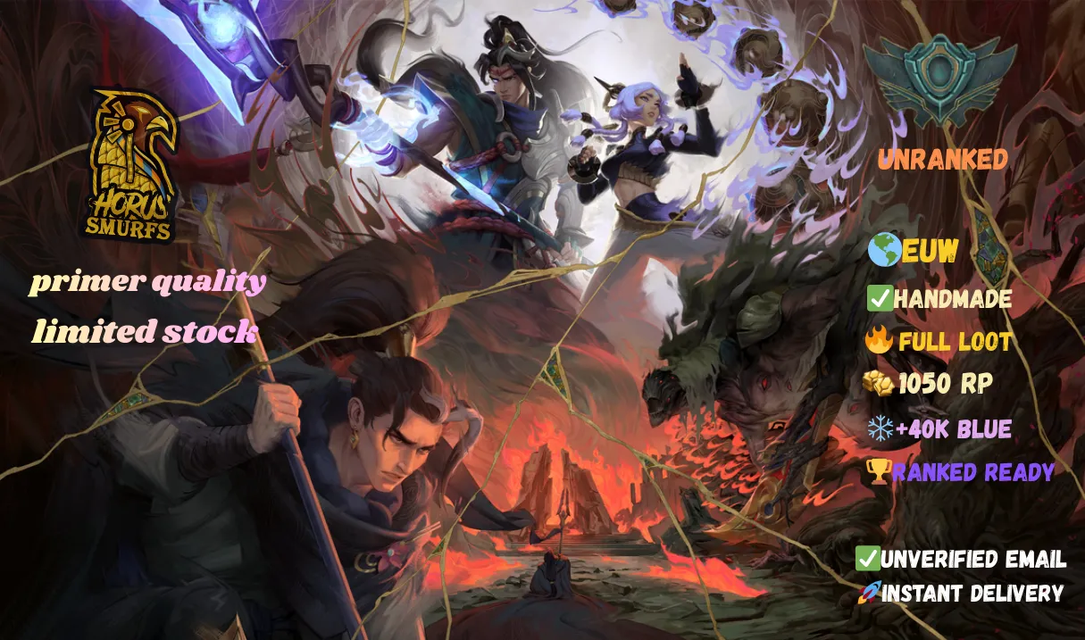 🌎EUW🏆Ranked Ready✅HandMade⭐️1050RP ✅untouchable Loot 🔥Skins +5 ❄️+40K BLue ✅🏆14 Champions Owned✅️Unverified Email🚀instant delivery